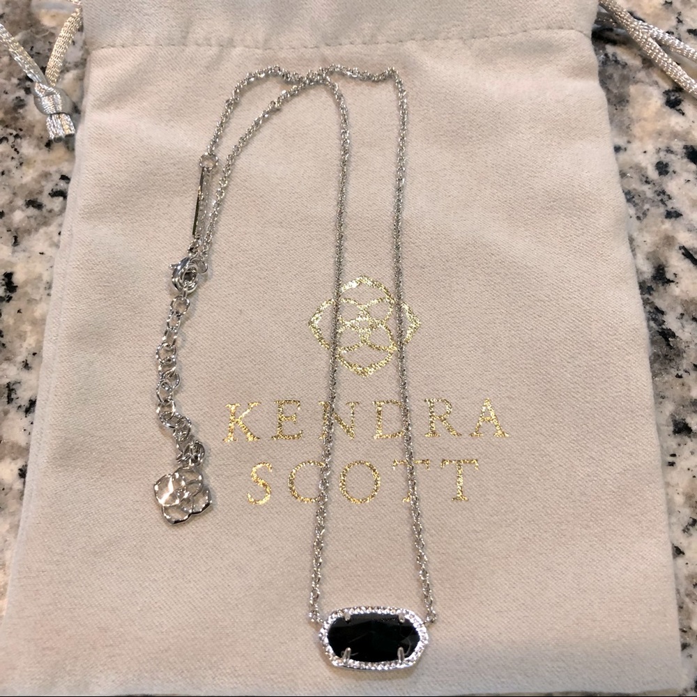 Kendra Scott Elisa Black Pendant in Platinum Drusy